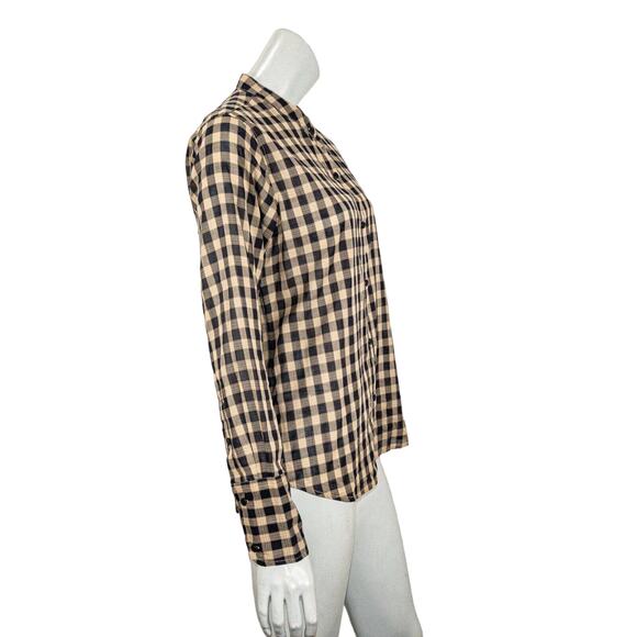 NILI LOTAN Women's Button front Shirt Beige Black Check Medium - Picture 5 of 8
